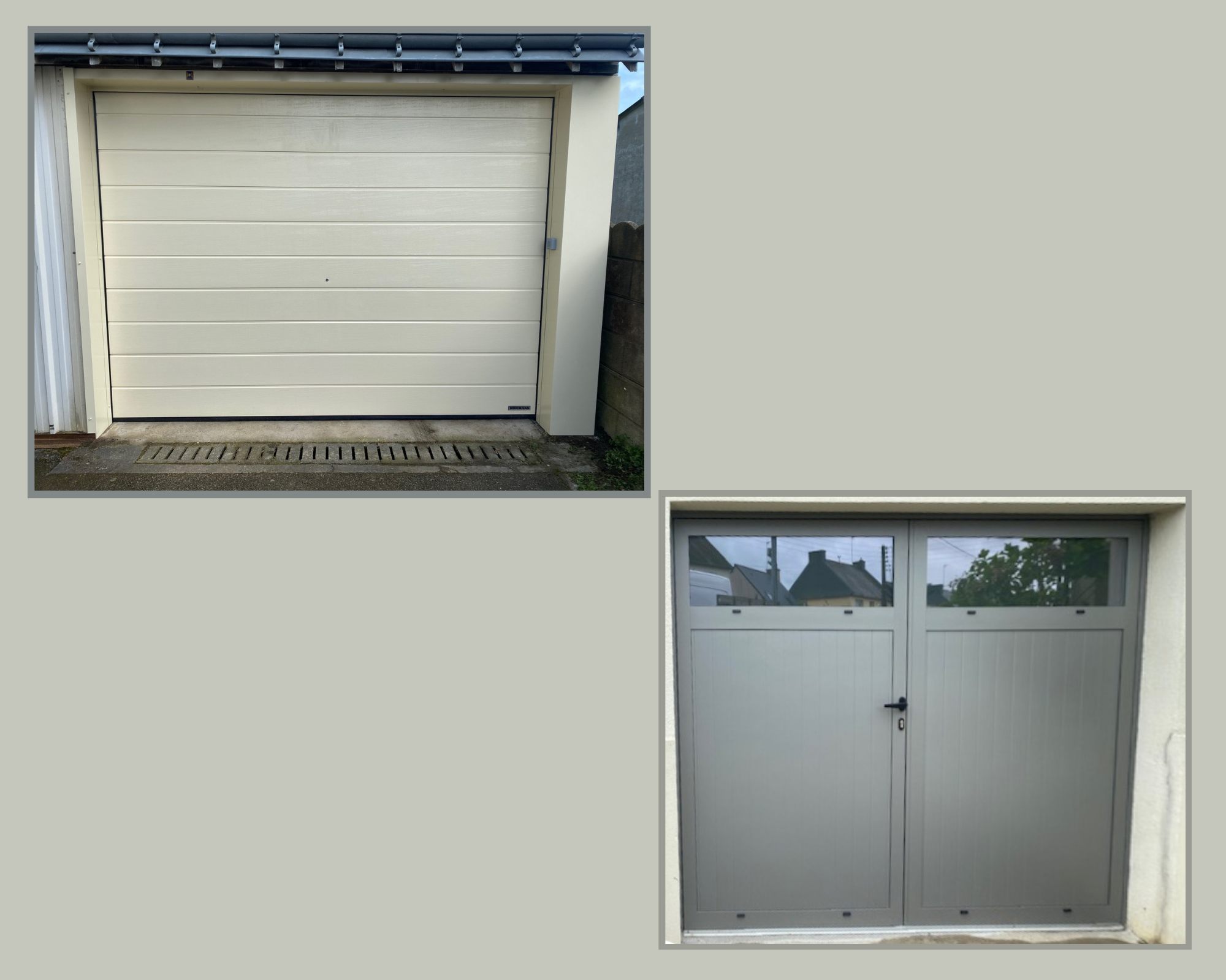 Fourniture et pose d'une porte de garage sectionnelle en aluminium ral